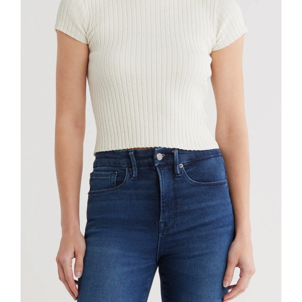 Terry Rib Mock Neck Top